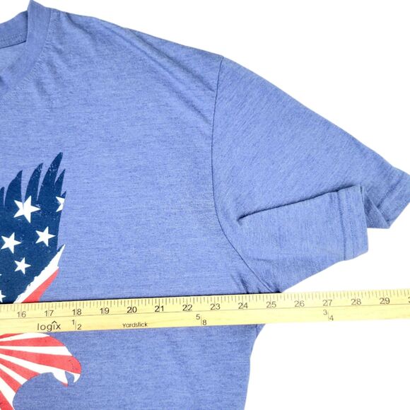 Mens XXL "HOME OF THE BRAVE" Blue Patriotic Soft Cotton Blend Short Sleeve Shirt - Picture 10 of 12